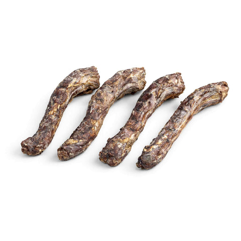 Colli di anatra essiccati, snack naturale per cani, premi gustosi e salutari.