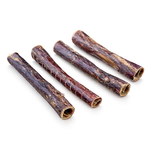 Esofago di manzo essiccato, snack naturale per cani, carne magra, morbido e friabile, facile da masticare.