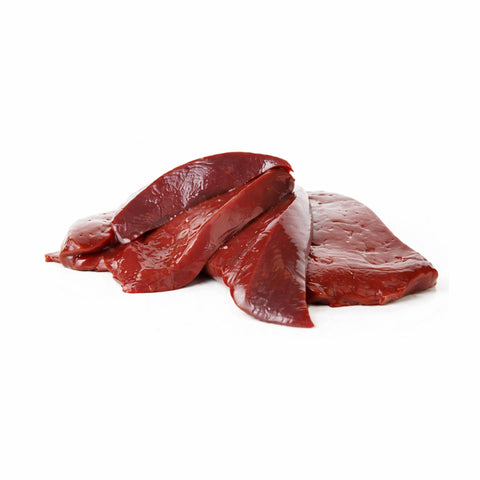 Fegato intero bovino fresco, ideale per una dieta sana e nutriente per cani.