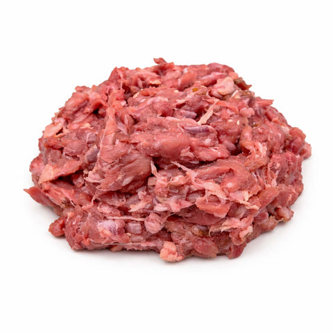 Polpa di bufalo macinata fresca, ideale per un'alimentazione naturale e sana per il tuo cane.