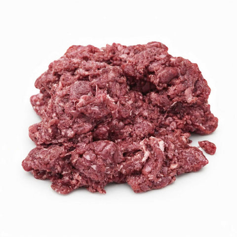 Polpa di cavallo macinata per cani, alimento nutriente per animali con allergie e intolleranze alimentari.