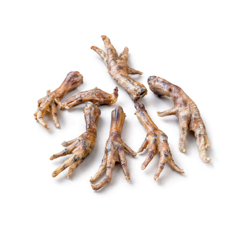 Zampe di pollo essiccate, snack naturale croccante per cani, ideale per igiene orale e masticazione