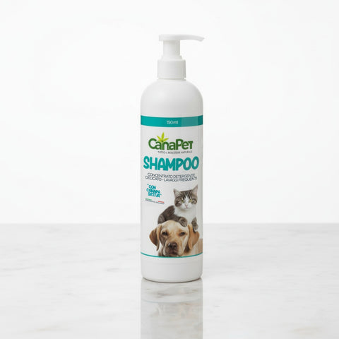 Shampoo per cani e gatti concentrato con estratto di canapa sativa e oli essenziali 150 ml