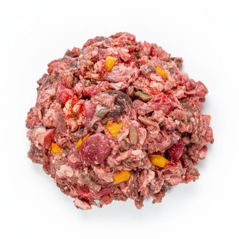 Dog burger with fresh fruit - Lamb and beef