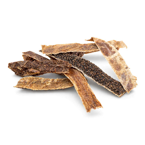 Trippa verde di manzo essiccata - snack naturale per cani, lavorazione a bassa temperatura.